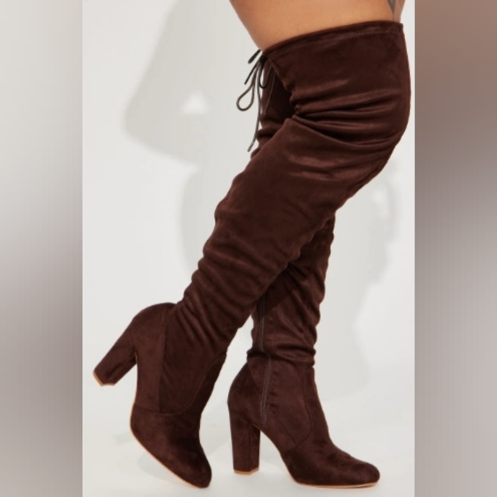 Brown over the knee thigh high boots